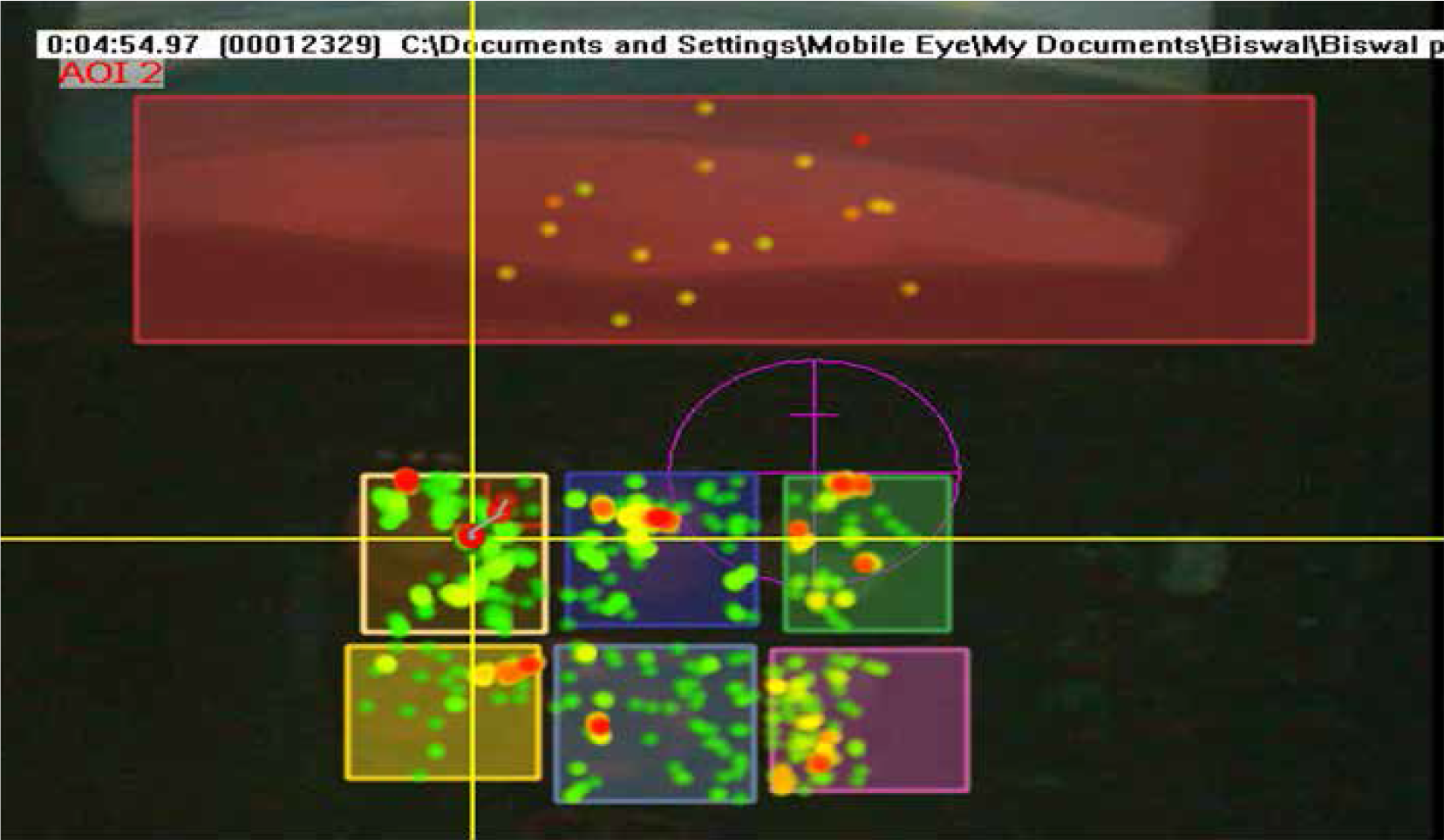 Novice pilot heat map of fixation over AOIs