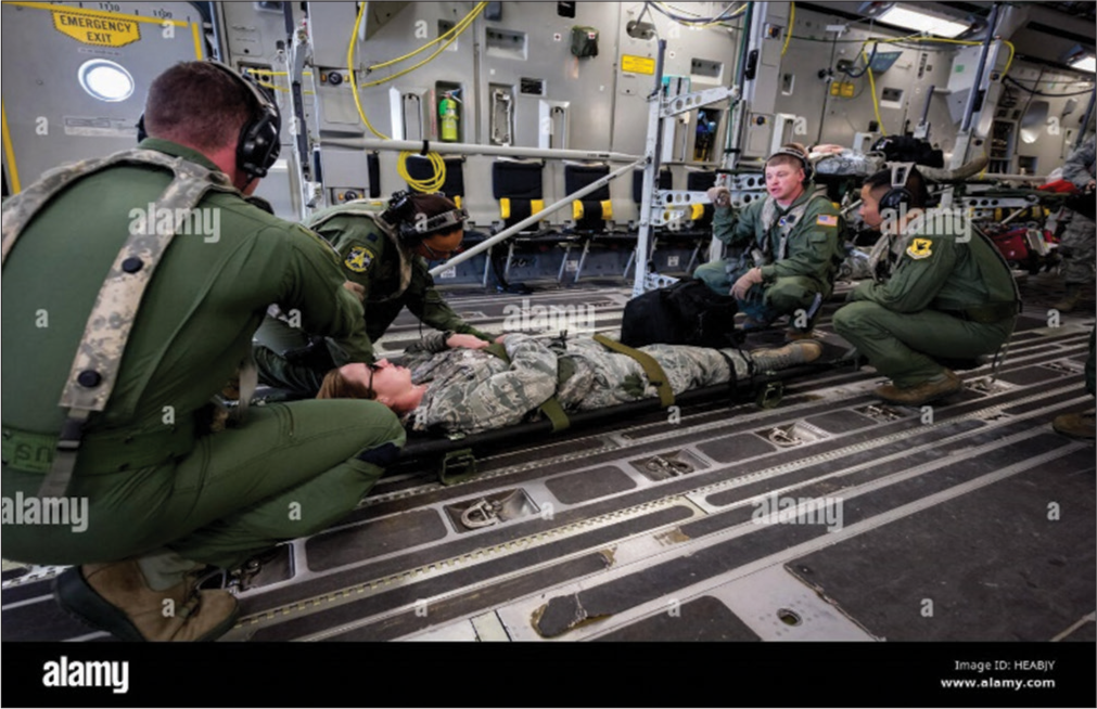 The stanchion system on the C17 without any support from the ceiling (Source: Open source internet).